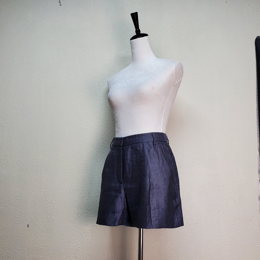 LOFT Metallic Gray Shorts Pleats Pockets Size 6 - Picture 4 of 8
